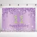 INRUI Purple Happy 11th Birthday Photography Background Girls Sweet 11th Years Old Birthday Party Decorations Backdrop 7x5FT