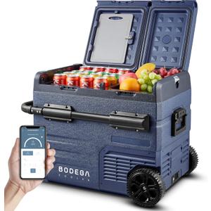 BODEGACOOLER 12V Portable Refrigerator,48 Quart(45L) Car Fridge,RV Car Refrigerator,Portable Fridge Freezer, -4-68 Cooler APP Control 12/24V DC and 100-240V AC for Car,Travel(2 Doors) (blue)