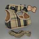 PUPTECK Soft Mesh Cat Vest Harness and Leash Set Puppy Padded Pet Harnesses Escape Proof for Cats Small Dogs Rabbits Bunny, Plaid Beige, L (L(NECK 8.5"-10.5", CHEST 12.5"-15", 6-10 lbs))