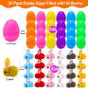 36 Pack Easter Eggs Filled Plush Bunny Toys, Mini Colorful Bunny Egg Fillers for Kids Toddler Boys Girls Easter Egg Hunt Classroom Prize Supplies Basket Stuffers Easter Party Favors