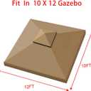 Hugline Outdoor Replacement Canopy Top Double Tier Gazebo Roof Cover for Lowe's Allen Roth 10x12 Gazebo #GF-12S004B-1 (Khaki)