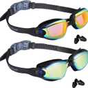 EverSport Swim Goggles Pack of 2 Swimming Goggles Anti Fog for Adult Men Women Youth Kids (Light Orange & Aqua)