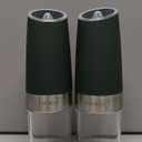 Sweet Alice Gravity Electric Pepper and Salt Grinder Set, Adjustable Coarseness, Battery Powered with LED Light, One Hand Automatic Operation, Dark Green - 2 Pack