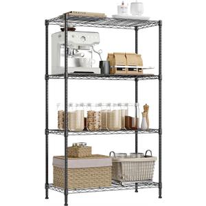 IZEUK 4-Tier Heavy Duty Steel Storage Shelves, Metal Shelf Wire Shelving Rack for Pantry, Kitchen, Garage, or Office Organization (29.5" W x 13.7" D x 47.2" H, 1000LBS, Black)