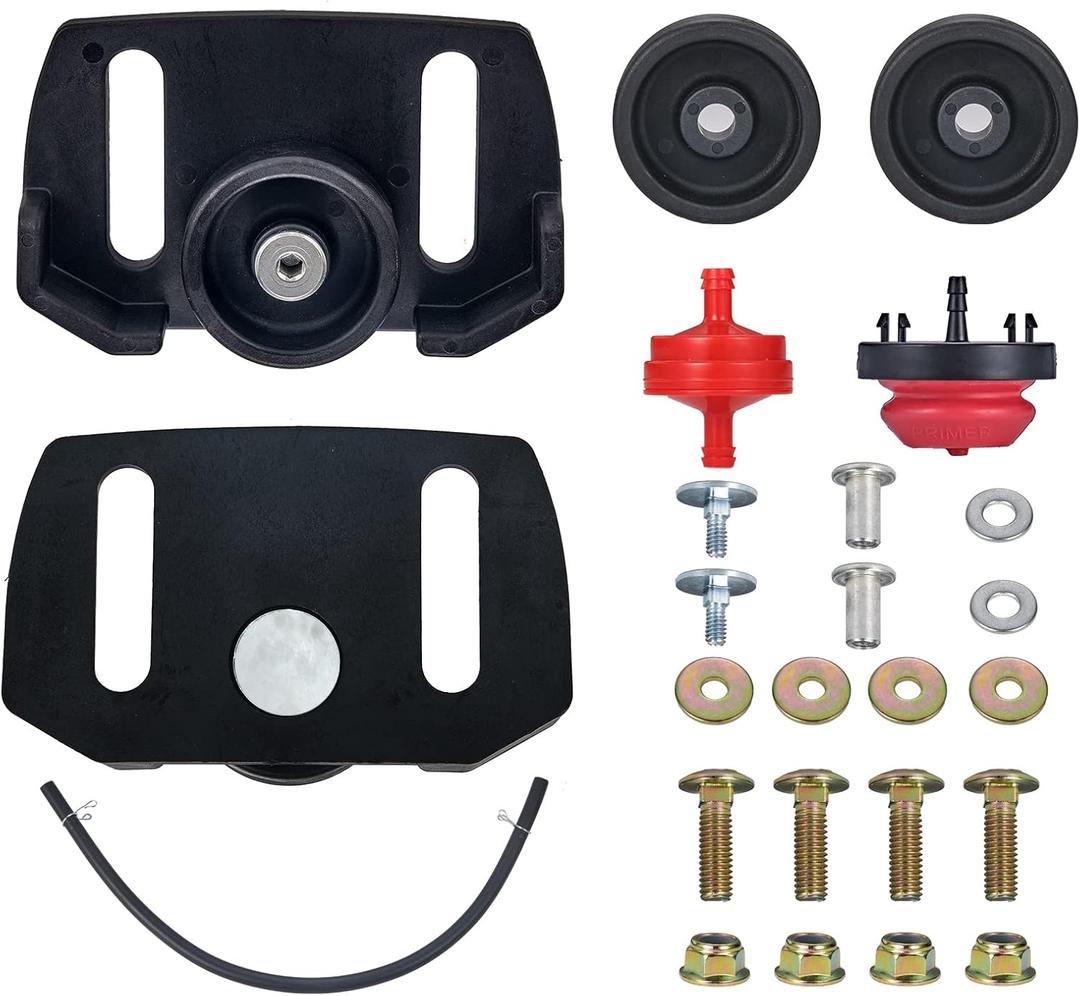 Snow Blower Rolling Skid Shoes 490-241-0038 Fits Most 2 and 3 Stage Snow Throwers with Plastic Wheels Mounting Hardware Primer Bulb Fuel Filter Kit
