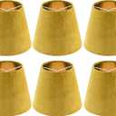Sand-yellow Velvet Chandelier Lamp Shades Set of 6 Small Clip on Lamp Shade,4 x 6 x 5in, Modern Bell Lamp Shades for Small Table,Desk Lamps,Pendant Lights, Mini Lamps Shades in Hand Crafted - By GO&SO