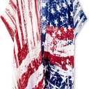 Moss Rose Women's Beach Cover up Swimsuit Kimono with Bohemian Floral Print, Loose Casual Resort Wear, New American Flag