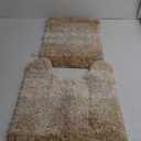 Bathroom Rug Set Beige, Soft Bath Rug Set 2 Piece, Toilet Mat U-Shaped 20x24 and 23 x 16 In Bath Rugs, Quickly Dry Mats for Bathroom, Tub, Washable, Super Absorbent Floor Mat Beage