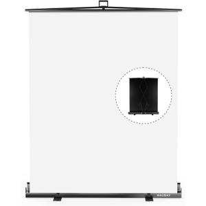 Easy Set Up RAUBAY 59.8 x 82.7in Collapsible White Backdrop Screen Portable Retractable Panel Photo Background with Stand for Video Conference, Photographic Studio, Streaming