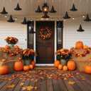 VioraWhite 19 Pcs Halloween Witch Hat Hanging Decor with Artificial Pumpkin, 12 Black Floating Witch Hats with Rope and 7 Pumpkin Set Halloween Party Decorations for Home Yard Porch Ceiling