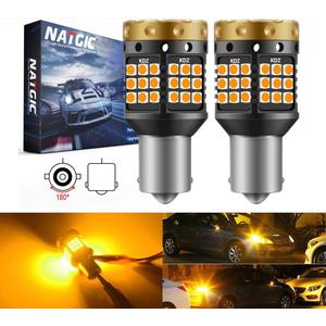 1156 BA15S P21W 1141 7506 LED Turn Signal Light Bulbs 3700LM 3030 45SMD Canbus Error Free Anti Hyper Flash for Car Front or Rear Turn Signal Lights, Amber/Yellow (Pack of 2)