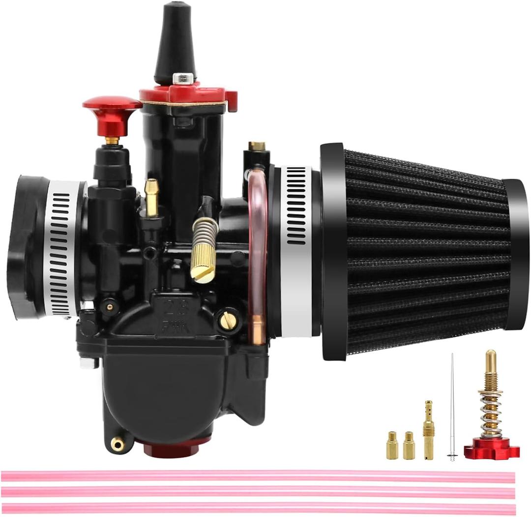 PWK21 Carburetor Kit with Air Filter Intake Manifold Carb Jets,for 2t/4t 50cc-100cc Dirt Bike Motocross Motorcycle Scooter ATV Quad Go Kart (Black, 21mm)
