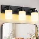 IZORRO Bathroom Vanity Light Fixture, 3-Light 22 Inch Matte Black Bathroom Light Fixtures Over Mirror, with White Glass Shade, Modern Farmhouse Vanity Lights, Rustic Restroom Lighting Fixtures