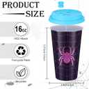 24 Pcs Spider Party Supplies Gift Spider Cup Bulk 16oz Thick Plastic Disposable Hot Cold Drink Cup Web Birthday with Lid for End of The Year Holiday Gifts (Red,Purple)