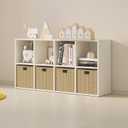 Wood Cube Storage Organizer Closet Cabinet for Living Room Bedroom Study Shelf Bookcase Wooden Floor Standing Open Bookshelf for Kids Home Office Display Storage Cabinet (White, 8-Cube, 11.81in)