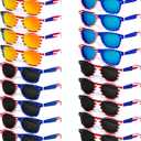 18 Pairs American Flag Sunglasses, 4th of July Accessories Parade Eyewear Patriotic Party Favor Supplies for Women Men Teens Kids Independence Day Memorial Day National Holiday Red White Blue Decor