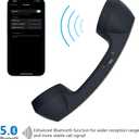 Retro Phone Handset with Wireless Bluetooth and USB Handsets for Cell Phones Radiation-Proof Comfortable Call (Black)