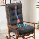 YZ HOME Rocking Chair Cushion Outdoor/Indoor with Memory Foam,Set of Thicken Seat & Back Chair Cushions with Ties,Non-Slip Chair Pad for Rocker,Dark Grey,28 * 18 * 5/18x18x5