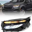 LED Headlight Assembly Compatible with Chevy Equinox LS 2022 2023 2024 w/Halogen Turn Signal Factory Replacement Head Light Lamp 85538059 GM2502531 Left Driver Side