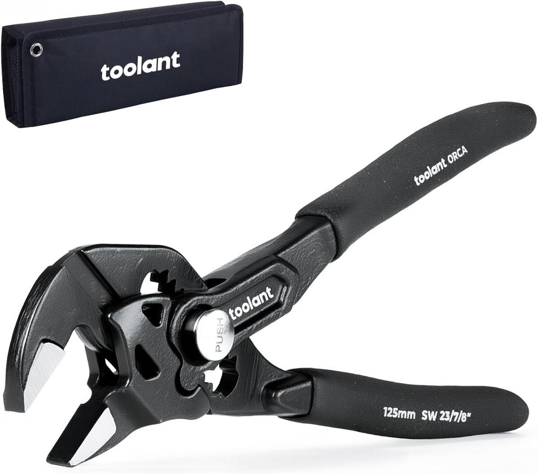 toolant 5-Inch Pocket Adjustable Plier Wrench, Zinc Phosphate CR-V Steel with Smooth Parallel Jaws and Pouch  Compact Portable Wrench for Plumbing, Nuts, Auto & Home Repairs