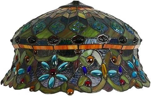 18" Lamp Shade Replacement, Only Tiffany Stained Glass Lamp Chimney Straw Hat Floral Design, Baroque Rose Sunflower Orange Green Beige Fit for Table Lamp Pendant Light Floor Lamp,D
