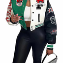 Flygo Varsity College Jacket Baseball Bomber Fr Varsity Jacket Vintage Sweatshirt Casual Unisex Streetwear(Green- M)