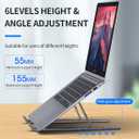 2 x Laptop Stand, Computer Tablet Stand Laptop Holder Riser Ergonomic Aluminum Adjustable 6 Angle Foldable Portable Desktop Holder Compatible with MacBook,iPad, HP, Dell, Lenovo 10-15.6-Gray