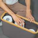 LONBET Toilet Paper Storage for 12 Rolls, Stackable & Foldable - The Ultimate Bathroom Organizer - Waterproof Basket with Bamboo Lid - Elegant Toilet Paper Storage Holder, Gray
