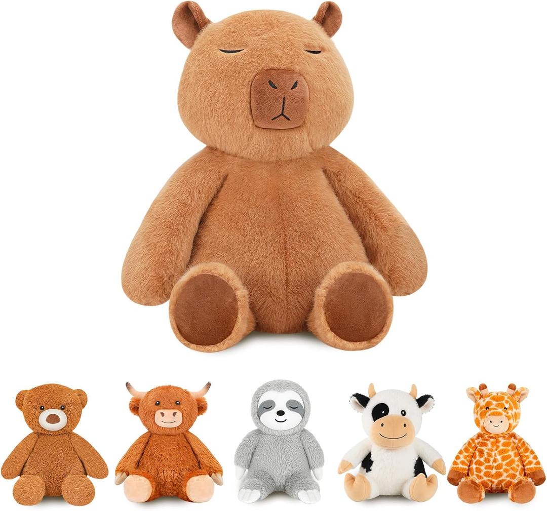 Weighted Stuffed Animals Capybara Plush Heated Microwavable Weighted Plushies Stuffy Lavender Scented Capybara Stuffed Animal Calming Gift for Kids and Adults