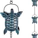 10 FT Rain Chains for Gutter, Rain Chain with 12 Turtle Shape Cups Adjustable Rain Catcher Chain for Gutters, Eaves, Drainage, Replacement for Downpout