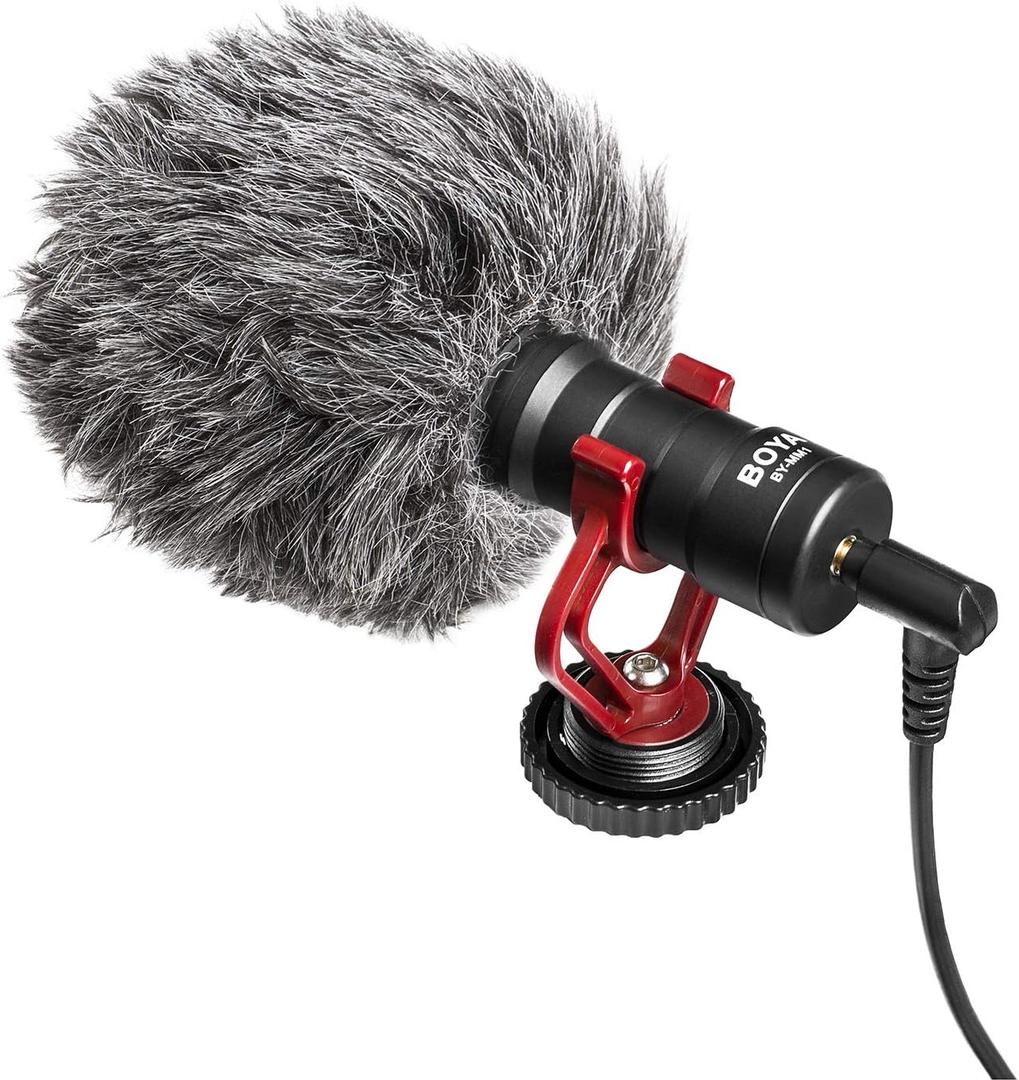 BOYA MM1 Universal Camera Microphone Super-Cardioid Shotgun Microphone with Shock Mount for Camera, Consumer, Camcorder iPhone, Android Smartphones
