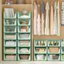 Closet Organizer, 4 Pack Stackable Storage Bins for Closet Shelves, Plastic Storage Drawers Basket Weekly Clothes Organizer for Kids(4L)Green