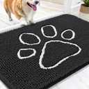 OLANLY Door Mat for Muddy Dog Paws 30x20, Ultra Absorbent Chenille Mud Doormat with Paw Print Design, Non-Slip Washable Doormat for Indoor Entryway, Quick-Dry Pet Bed Mats for Dirty Dogs, Dark Grey