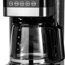 Basics Programmable 12 Cup Drip Coffee Maker with Glass Coffee Pot (1.9 Qt), Auto Shutoff, Touch Screen, Auto Pause, Removable Filter Basket, Black & Silver