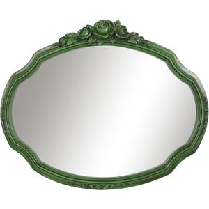 Vintage Oval Mirror with Rose Floral Carvings, 17x13.5 Inches Green Decorative Mirrors for Wall, Antique Style Vanity Mirror for Bedroom Living Room Bathroom Entryway Dcor