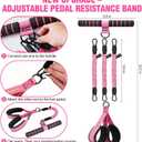 Foot Pedal Resistance Band with Handle, 3-Tube Multifunction Adjustable Yoga Elastic Exercise Bands, Home Workout Equipment for Women & Men to Abdomen, Waist, Arm, Core/ABS, Leg