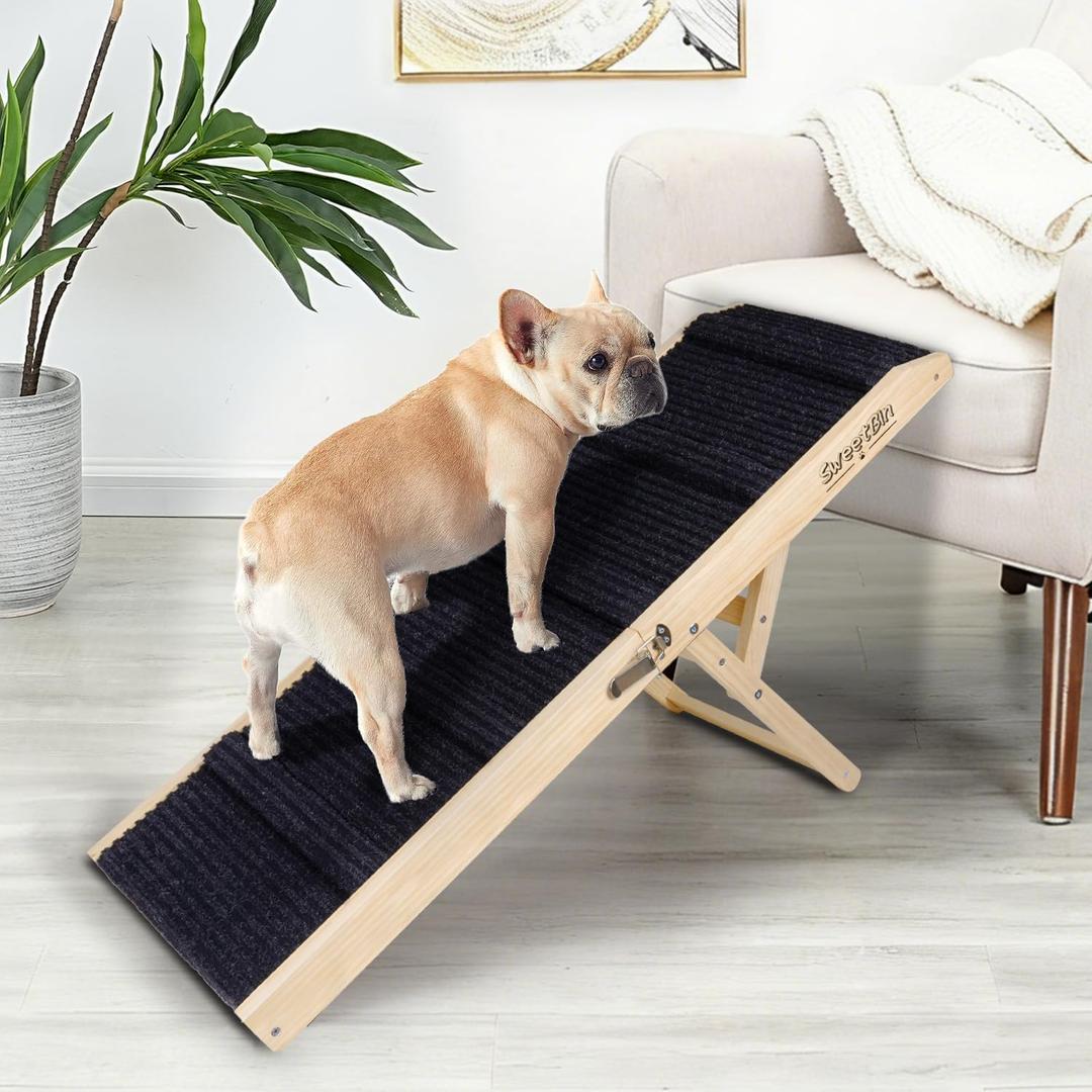 2026 Upgraded Dog Ramp for Bed - Foldable Small Large Dog Ramp for Couch - 6 Adjustable Height from 13" to 24" - Portable Pet Stairs with Non-Slip Pad - Pet Ramps Use for Bed Couch Car Up to 120LBS