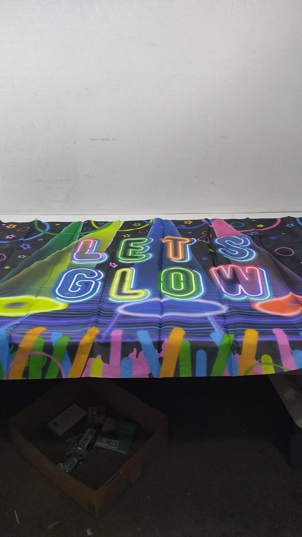 Boao Neon Glow Party Backdrop Fabric - Birthday Decorations, Themed Background, 5.7 x 4  Ft