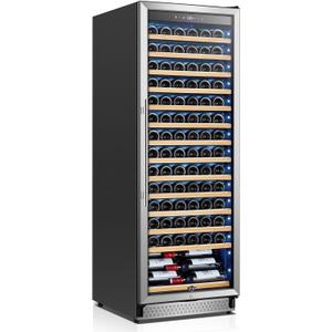 Tylza Upgraded 154 Bottles Wine Cooler Refrigerator, 24 Inch Tall Wine Fridge Built-in or Freestanding with Professional Compressor, Low Noise Fast Cooling and Intelligent Temperature Memory