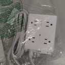 10FT Flat Plug Extension Cord with Multiple Outlets, Surge Protector Power Strip 10 ft Cord, 8 Outlets 4 USB Ports (2 USB C), Multi Outlet Wall Plug for Home Office College Dorm Room Essentials (White)