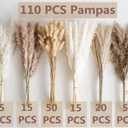 110 PCS Dried Pampas Grass Bouquet, Boho Table Decor, Bunny Tails Dried Flowers, Brown Pompas, White Pampas Grass for Wedding, Home, Rustic Party, Baby Shower Decorations