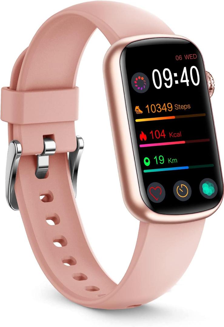 FITVII Slim Fitness Tracker with Blood Oxygen, Blood Pressure, 24/7 Heart Rate and Sleep Tracking, IP68 Waterproof Activity Trackers and Smart Watches with Step Tracker, Pedometer for Women Men (Pink)