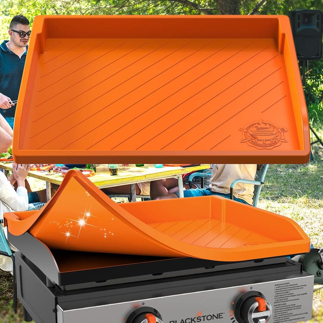 Upgraded Silicone Griddle Mat Cover for Blackstone 22 Inch, Perfect Fit for Omnivore Griddle Plate, Full-edge Heavy Duty Food Grade Silicone Traditional Grill Cover for Blackstone Accessories(Orange)