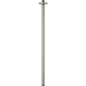 Brushed Nickel 26 Inches Ceiling Mount Round Shower Arm With Flange Straight Extender Extension Pipe Replacement Rain Shower Head Straight For Fixed