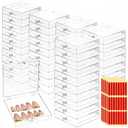 SHENLIU 50 Pack Press on Nails Packaging Box, Clear Acrylic Press on Nail Storage Box with 120 Adhesive Double Sided Tape, Fake Nails Storage Case Nail Display for NailArt Salon Business Supplies