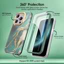 2 x SHEDEER for iPhone 15 Pro Case with Glitter Camera Protector & Screen Protector, Anti-Yellowing Chic Stylish Pattern, Shockproof Drop Protection Anti-Scratch Phone Cover 15 Pro 6.1'', Dream Green