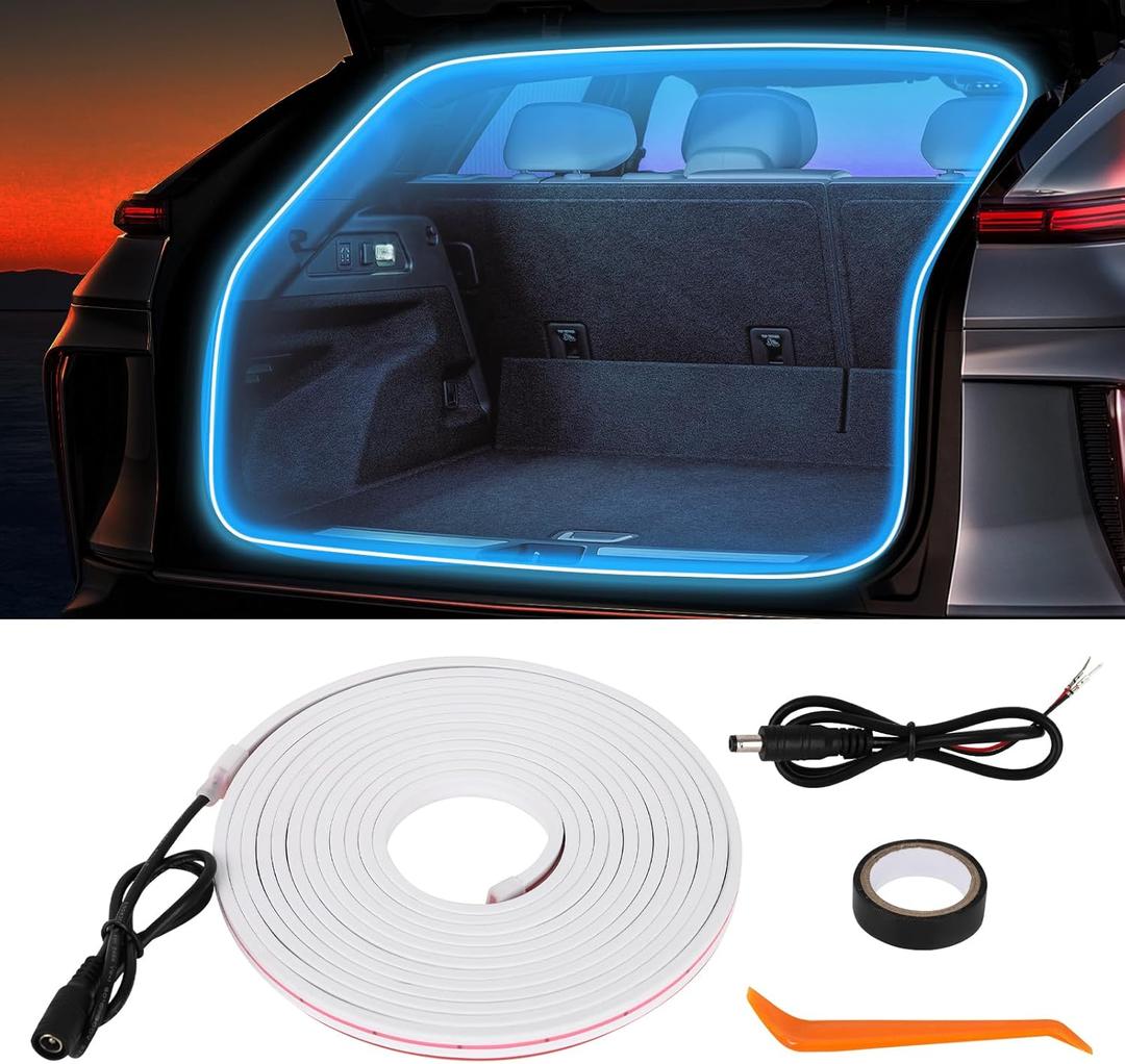 Car LED Strip Lights - Trunk Cargo Ambient Lighting, Ice Blue Colors 7000K, 177.16 inches Flexible LED Light Strip, Easy Install, Waterproof, Universal Fit, for Car Trunks, SUVs, and Vans