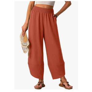 Lepunuo Womens Baggy Wide Leg Pants Summer High Waisted Palazzo Pants Beach Vacation 2026 Casual Trousers with Pockets, M