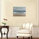 Calming Beach Seascape Canvas Wall Art Framed Serene Painting Ocean Waves Blue Teal Green Layers Sandy Shore Soft Horizon Coastal Wall Decor Artwork Print Poster 16x24 Inches