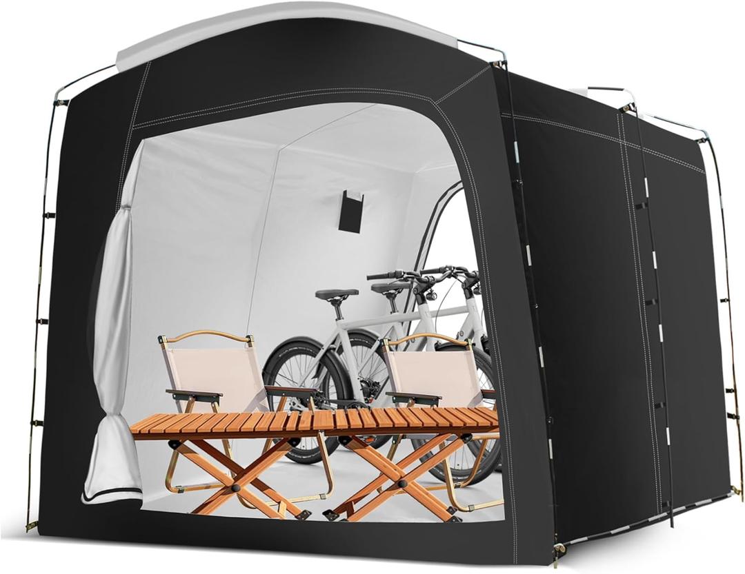 Bike Storage Tent,for 2-10 Bikes, 118 x 86 x 72 in Outdoor Portable Bike Storage, 210D Oxford Fabric PU4000 Waterproof, 2 Rolling Doors, for Motorcycles or Large Motorcycles, Without Floor